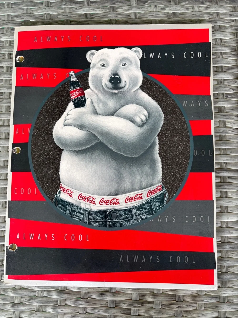 Vintage TWO Coca-Cola Red & Black Polar Bear Folders